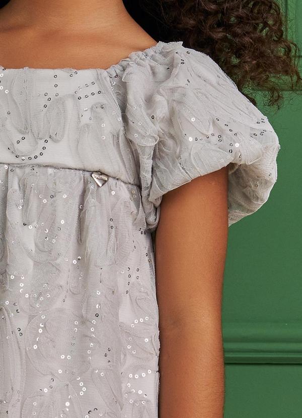 Pokótinha - Vestido em Tule Paetê Filetto Star Prata 6