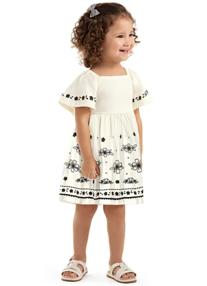 Colorittá - Vestido Infantil Menina Amplo Floral Bege - COLORITTÁ