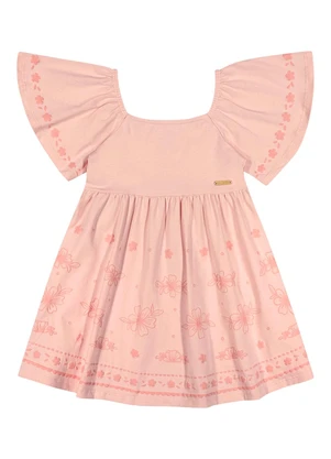 Colorittá - Vestido Infantil Menina Amplo Floral Rosa - COLORITTÁ