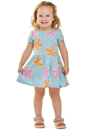 Elian - Vestido Infantil Menina Estrela-Do-Mar Azul - ELIAN