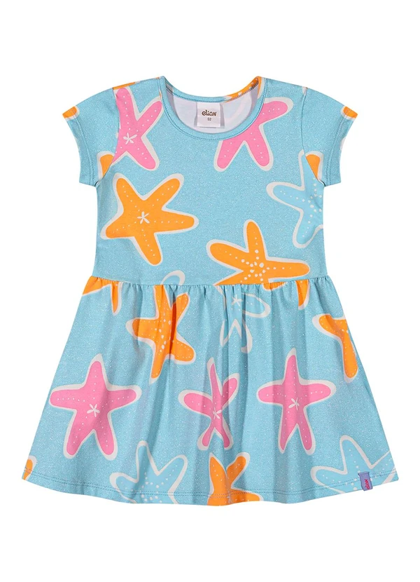 Elian - Vestido Infantil Menina Estrela-Do-Mar Azul 2