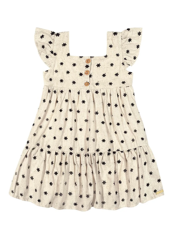 Colorittá - Vestido Infantil Menina Linho Bordado Bege