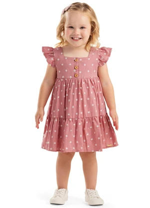 Colorittá - Vestido Infantil Menina Linho Bordado Rosa - COLORITTÁ