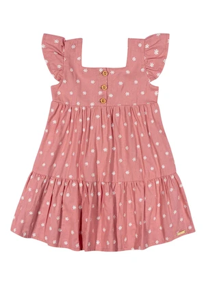 Colorittá - Vestido Infantil Menina Linho Bordado Rosa - COLORITTÁ