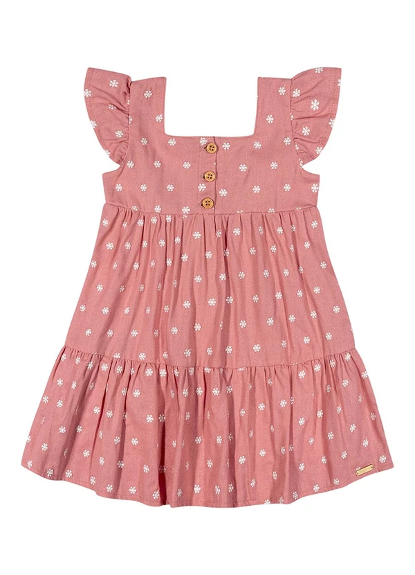 Colorittá - Vestido Infantil Menina Linho Bordado Rosa 2