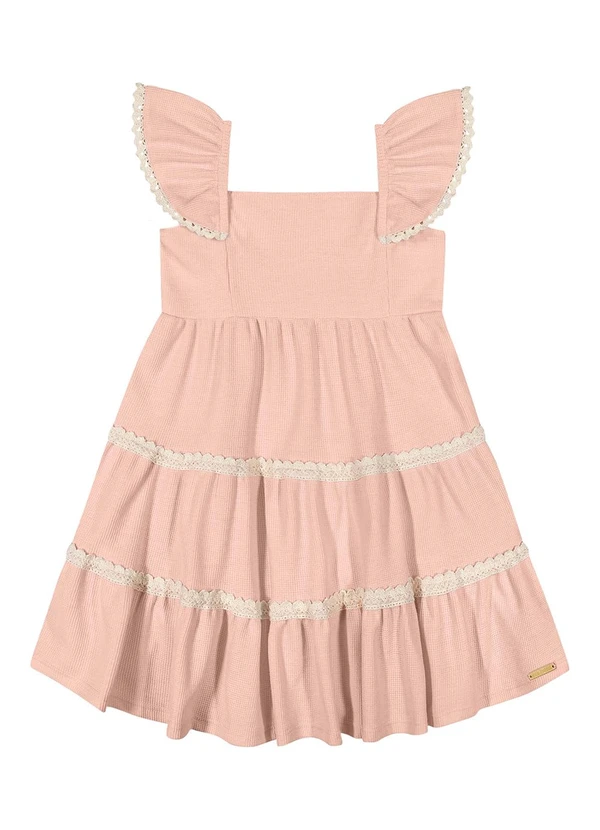 Colorittá - Vestido Infantil Menina Tricô Babados Rosa