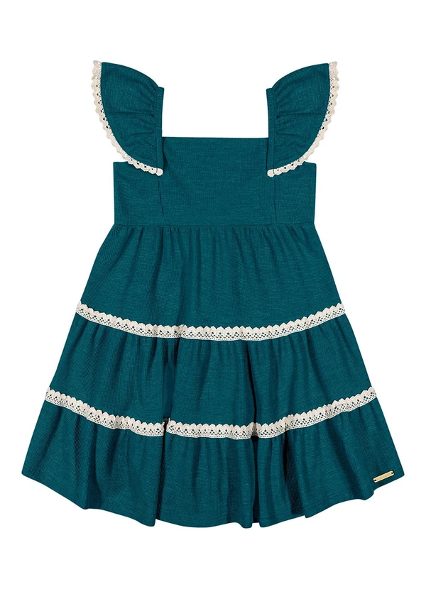 Colorittá - Vestido Infantil Menina Tricô Babados Verde 2