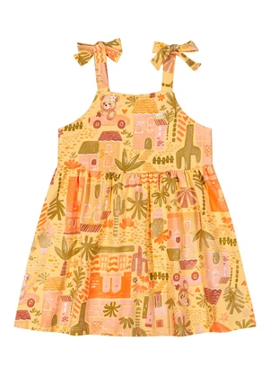 Elian - Vestido Menina com Alças Ursinha Amarelo - ELIAN