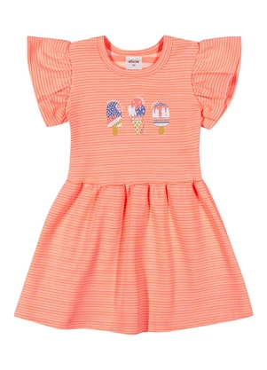 Elian - Vestido Menina Listrado Sorvetes Laranja - ELIAN