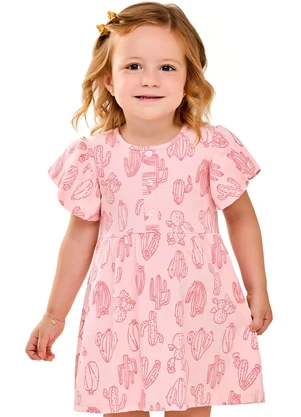 Elian - Vestido Menina Mangas Curtas Cactos Rosa - ELIAN
