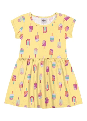 Elian - Vestido Menina Meia Malha Sorvete Amarelo - ELIAN