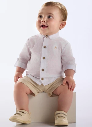 Up Baby - Bata Bebê Menino Algodão Branco - UP BABY