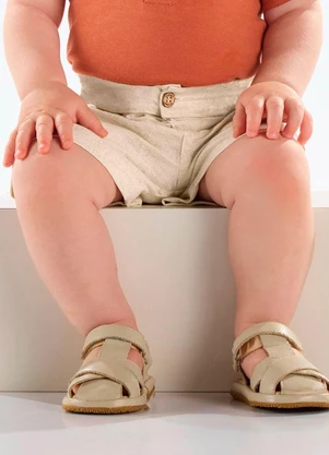 Up Baby - Bermuda Linho Bebê Menino Bege - UP BABY