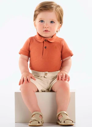 Up Baby - Bermuda Linho Bebê Menino Bege - UP BABY