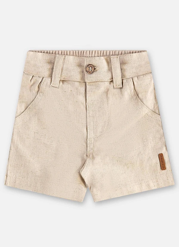 Up Baby - Bermuda Linho Bebê Menino Bege 3