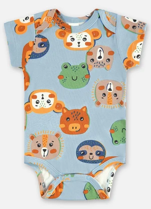 Up Baby - Body Bebê Menino Suedine Azul - UP BABY