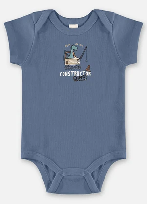 Up Baby - Body Bebê Menino Suedine Azul - UP BABY