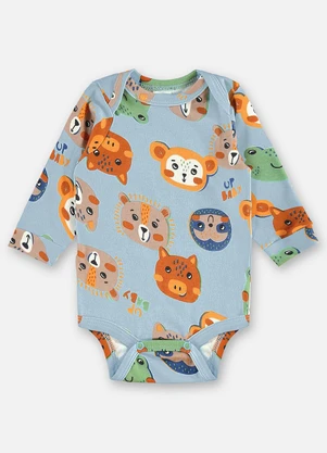 Up Baby - Body Bebê Menino Suedine Azul - UP BABY