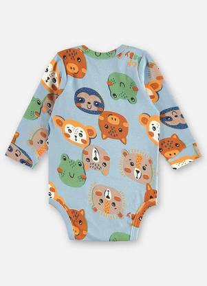 Up Baby - Body Bebê Menino Suedine Azul - UP BABY