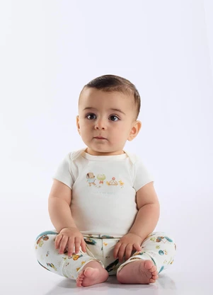 Up Baby - Body Bebê Menino Suedine Bege - UP BABY