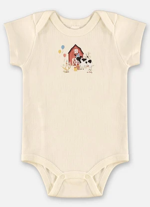 Up Baby - Body Bebê Menino Suedine Bege - UP BABY