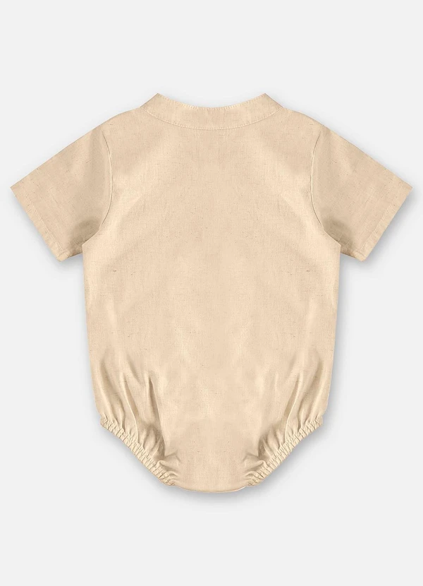 Up Baby - Body Camisa Algodão e Linho Bebê Bege 2