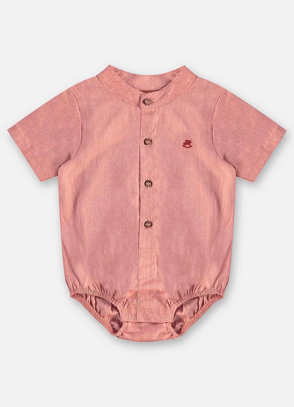 Up Baby - Body Camisa Algodão e Linho Bebê Laranja 3