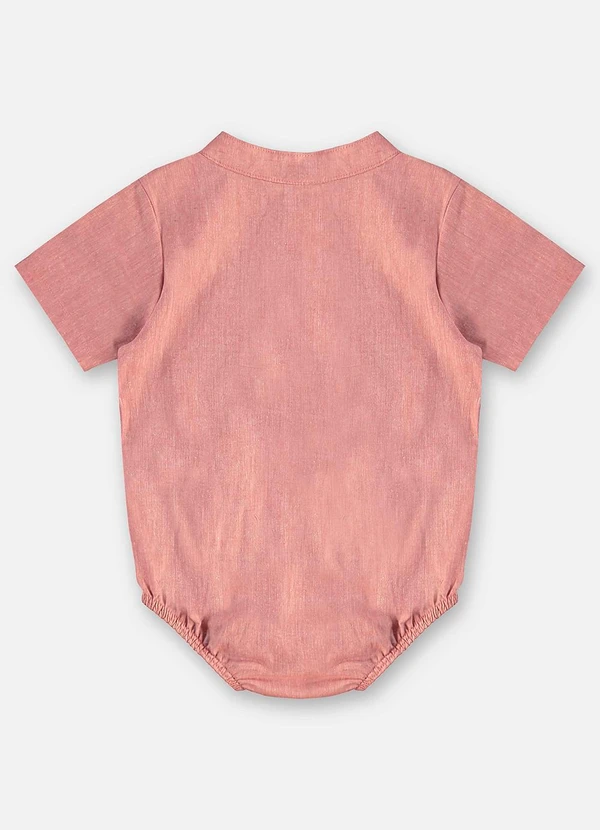 Up Baby - Body Camisa Algodão e Linho Bebê Laranja 4