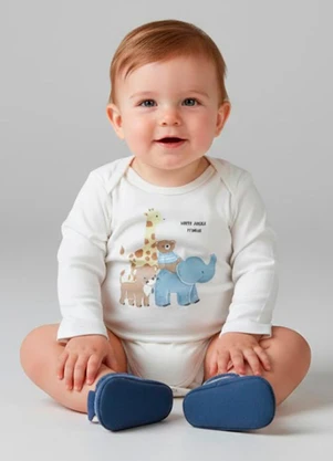 Rovitex - Body Infantil Masculino Manga Longa Bege - ROVITEX
