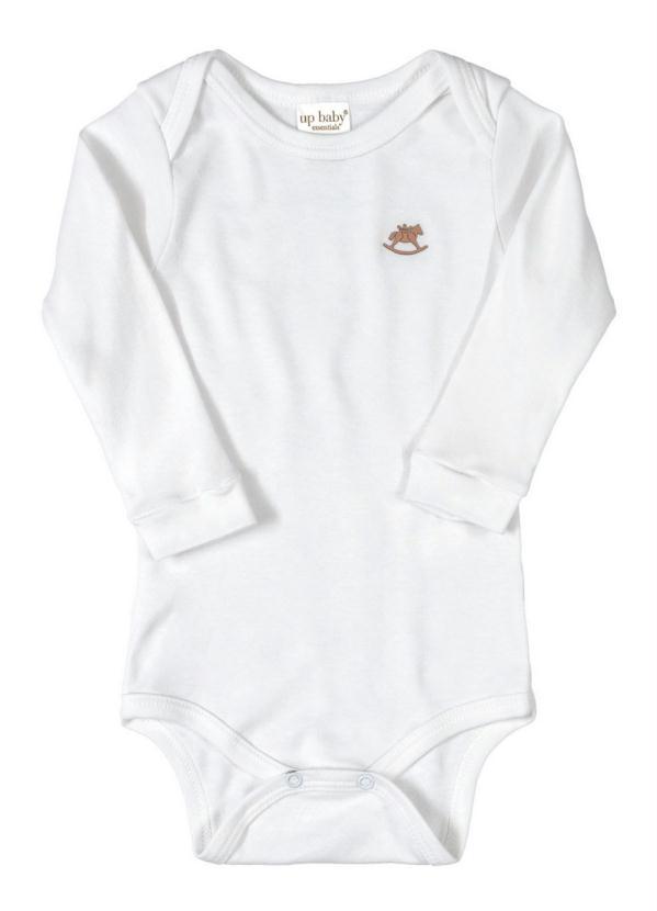 Up Baby - Body Manga Longa Suedine Branco
