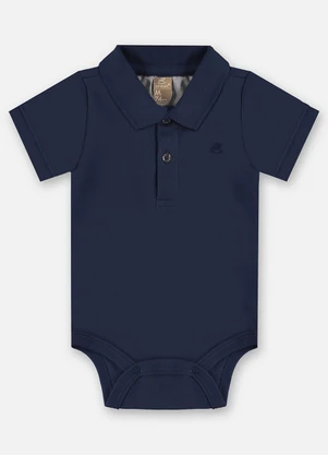 Up Baby - Body Polo Suedine Bebê Menino Azul - UP BABY