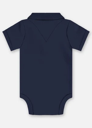 Up Baby - Body Polo Suedine Bebê Menino Azul - UP BABY