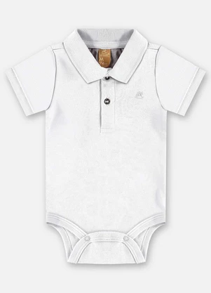 Up Baby - Body Polo Suedine Bebê Menino Branco - UP BABY