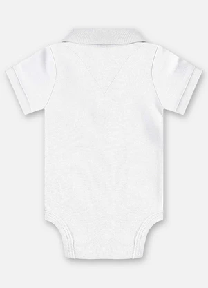 Up Baby - Body Polo Suedine Bebê Menino Branco - UP BABY