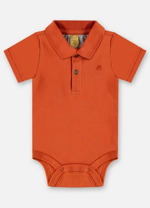 Up Baby - Body Polo Suedine Bebê Menino Laranja - UP BABY