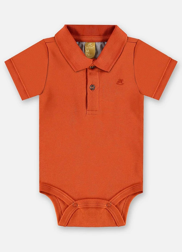Up Baby - Body Polo Suedine Bebê Menino Laranja