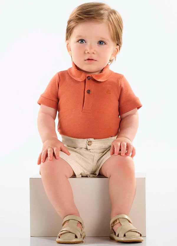 Up Baby - Body Polo Suedine Bebê Menino Marrom 2