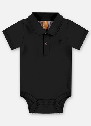Up Baby - Body Polo Suedine Bebê Menino Preto - UP BABY