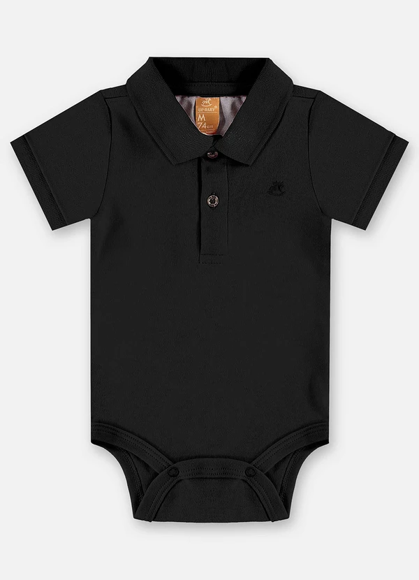 Up Baby - Body Polo Suedine Bebê Menino Preto