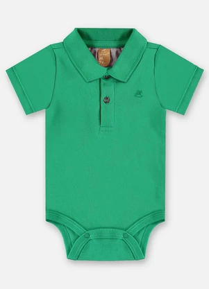 Up Baby - Body Polo Suedine Bebê Menino Verde - UP BABY