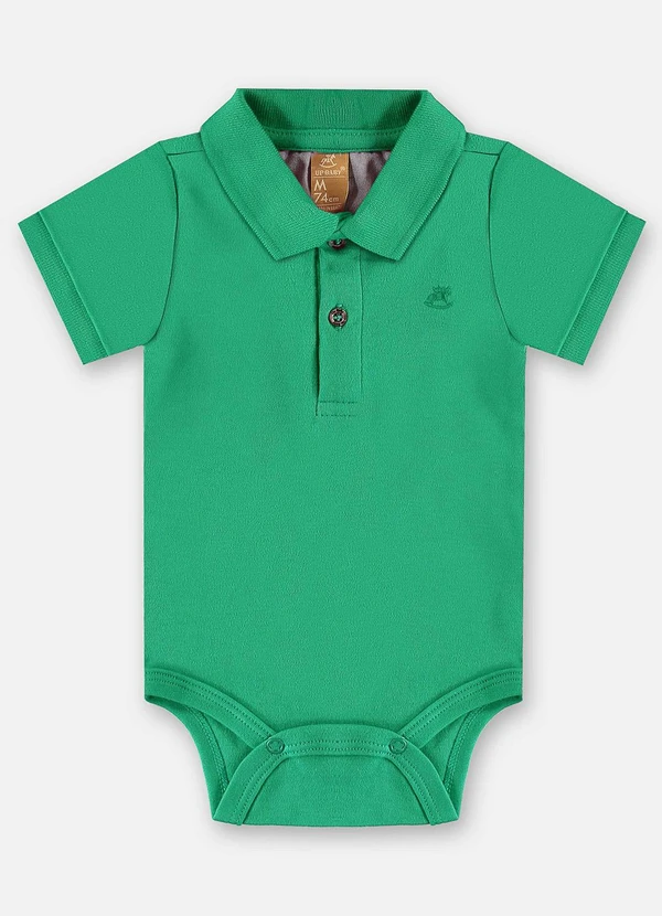 Up Baby - Body Polo Suedine Bebê Menino Verde