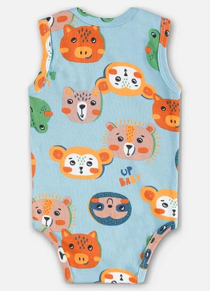 Up Baby - Body Regata Bebê Menino Suedine Azul - UP BABY