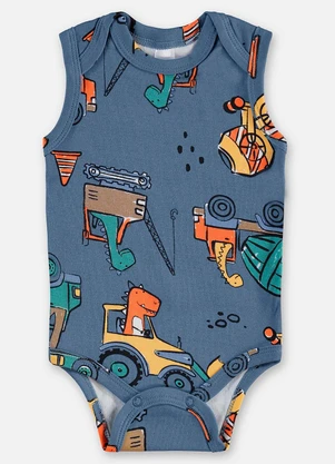 Up Baby - Body Regata Suedine Bebê Menino Azul - UP BABY