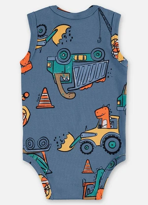 Up Baby - Body Regata Suedine Bebê Menino Azul - UP BABY