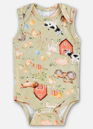 Up Baby - Body Regata Suedine Bebê Menino Verde - UP BABY