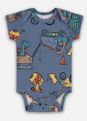 Up Baby - Body Suedine Bebê Menino Azul - UP BABY