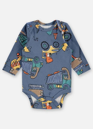 Up Baby - Body Suedine Bebê Menino Azul - UP BABY