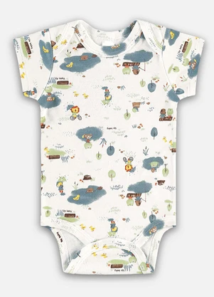 Up Baby - Body Suedine Bebê Menino Bege - UP BABY