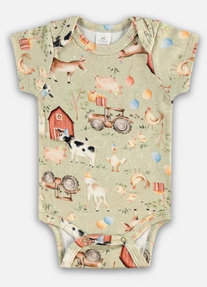 Up Baby - Body Suedine Bebê Menino Verde - UP BABY