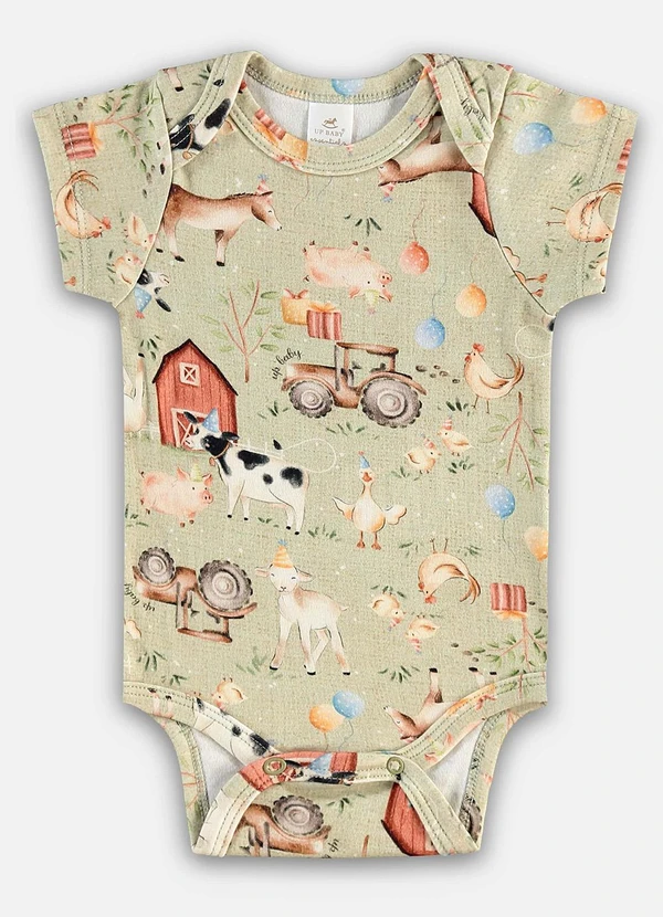 Up Baby - Body Suedine Bebê Menino Verde